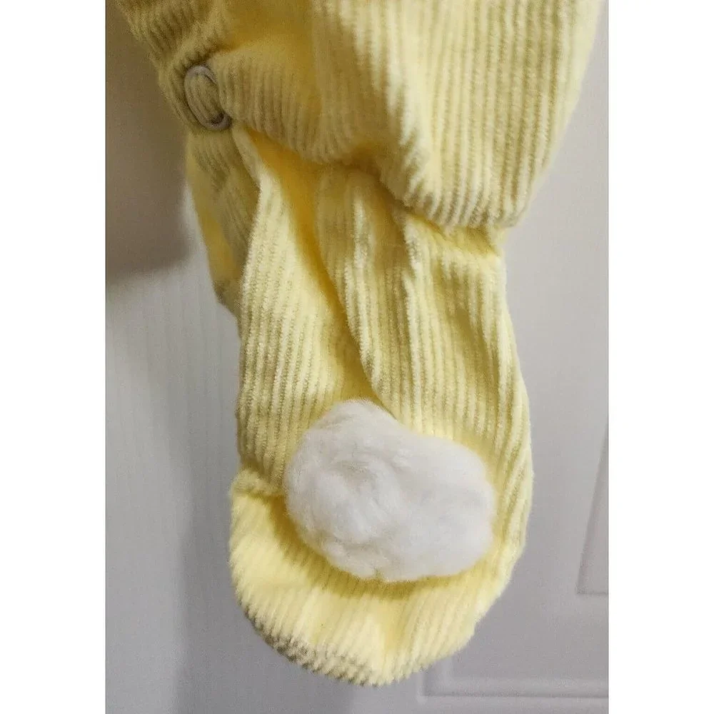 Vintage Betti Tirell Sleeveless Overalls Footie Pom Poms Yellow Corduroy Size 3M